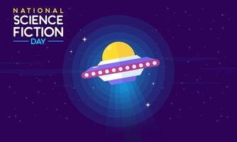 Blue Space National Science Fiction Day. Space, Fantasy, Sci-Fi Design Concept for Poster and Background vector
