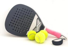 professional paddle tennis racket isolated on white background. portrait sport theme poster, greeting cards, headers, website and app photo