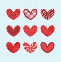New doodle and sketch red heart shape icon designs. Abstract romantic emoji symbol vector