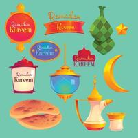 New Ramadan Kareem set of designs or invitations design with islamic lanterns vector