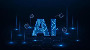 Futuristic artificial internet cyber technology concept. Abstract perspective hexagon on blue background. vector