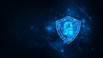 HUD with shield technology background. Cyber security concept. Protect data. Shield on tech circle. vector