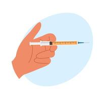 Preparing a syringe for an injection. illustration for medical and health care themes vector