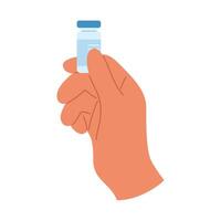 Hand with ampoule for injectable medication. Healthcare and wellness concept vector