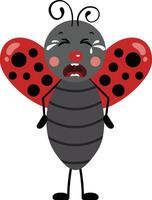 Cute ladybird sad and crying vector