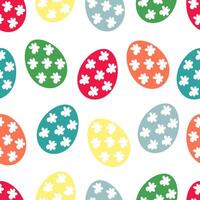 Seamless pattern Easter colored eggs with white flowers vector