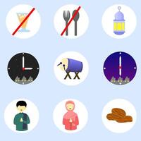 ramadan circle icon set vector