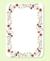 Beautiful floral frame.Template autumn meadow illustration. Delicate rectangular floral frame. vector