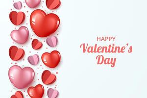 Happy Valentine's day background with paper cut heart and heart elements vector