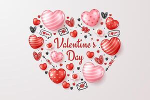 Happy Valentine's day with heart elements and hand drawn valentine elements. vector