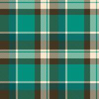 Performance textile seamless texture, female plaid fabric tartan. Cool pattern check background in teal and dark colors. vector