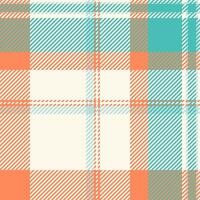 Setting tartan texture textile, skill seamless plaid fabric. Reel check pattern background in sea shell and orange colors. vector