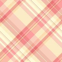 Checkered textile seamless texture, neutral tartan pattern . October check fabric background plaid in red and light goldenrod yellow colors. vector