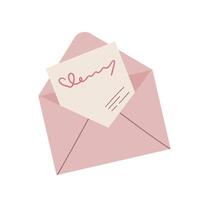 Envelope with a letter and a declaration of love. illustration vector