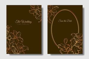 Wedding invitation and save the date template with lily flower ornament vector