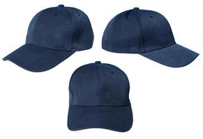 Set of Blank blue baseball cap isolated on white background. Template Mock up photo