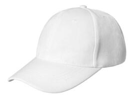 Side view of Blank white baseball cap isolated on white background. Template Mock up photo