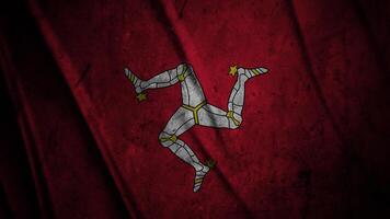 Isle of Man grunge silk flag waving in the wind background illustration, grunge textured flag on silk photo