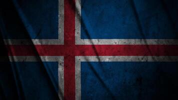 Iceland grunge silk flag waving in the wind background illustration, grunge textured flag on silk photo