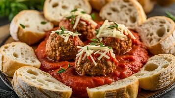Meatballs with tomato sauce on a plate photo