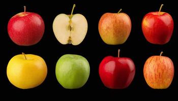 Set of Different Apples in the Dark photo