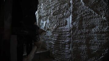 Worker Applying Sprayed Plaster to Wall video