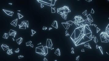 Dynamic effect of broken stone net in artistic visual display with black background video