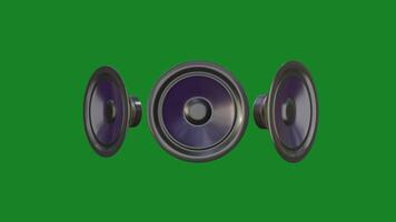 audio ilustración con dinámica altavoz diseño en verde fondo, 3d destello animación video