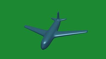 3d airplane illustration flying in the air with unstable movement designed with green screen video