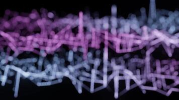 Abstract background with random blurred shining lines, bokeh effects, and flashing purple and blue colors in dark space video