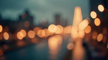 abstract background with bokeh defocused lights and shadow from cityscape at night photo