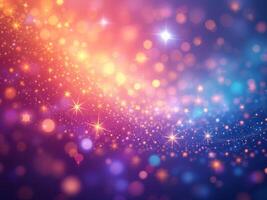 Glittering gradient background with hologram effect and magic lights. Holographic abstract fantasy backdrop with fairy sparkles photo