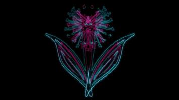 Floral Abstract Neon Background 4K Digital Rendering Loop video