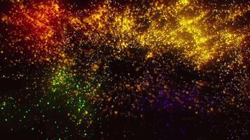 Multi-colored particles, like magic stars, create an atmosphere of celebration and magic. video
