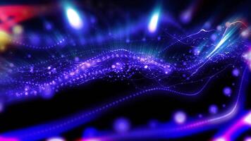 Futuristic, illusory background of virtual sparkling waves of blue hue. video