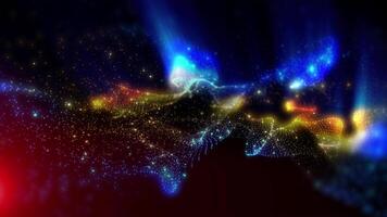 Multi-colored illusory waves change the perspective in space, sometimes blurring, sometimes gaining clarity and precision. video