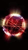 A bright abstraction of the energy of a sphere. The energy sphere emits energy and light, creating a unique electrifying atmosphere. video