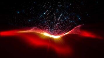 Sparkling virtual waves of bright red and blue that change the perspective in space, creating futuristic patterns, immersing you in an atmosphere of creative extravaganza. video