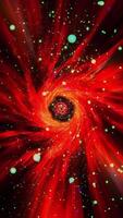 Cosmic matter from red cosmic dust turns into plasma and, twisting into a spiral, is absorbed by a black hole. video