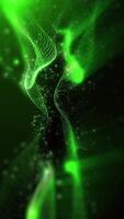 A futuristic background of virtual sparkling green waves creates a special pattern that opens up new horizons for creative imagination. video