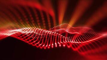 A red futuristic background of virtual sparkling waves, smoothly flowing into each other, opens up new horizons for creative imagination. video