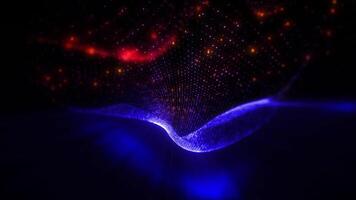 Abstraction of virtual waves of red and blue colors, sparkling and scattering light, immersing you in an atmosphere of creative extravaganza. video