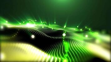 A green futuristic background of virtual sparkling waves, smoothly flowing into each other, opens up new horizons for creative imagination. video