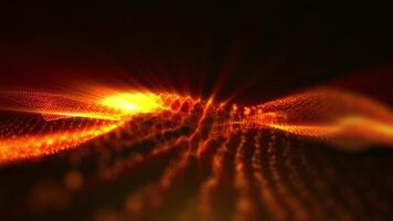A futuristic background of virtual sparkling waves, smoothly flowing into each other, opens up new horizons for creative imagination. video