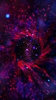 Cosmic matter from colorful cosmic dust turns into plasma and, twisting into a spiral, is absorbed by a black hole. video