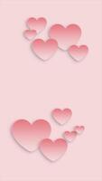 Abstract romantic vertical background with animated pink hearts swaying on a soft pink background. Festive animation for Valentine's Day, Women's Day. Copy space for text. video