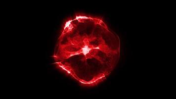 A neon red sphere filled with moving plasma energy creates a unique atmosphere of space. video
