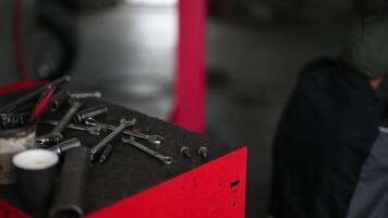 Tools On Workbench In Garage video