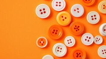 Orange and white buttons on a yellow background photo