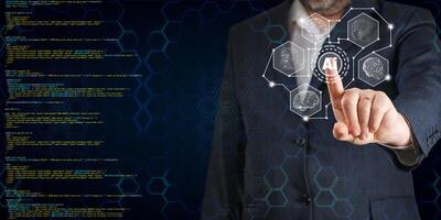 AI, Artificial Intelligence in smartphone. Chat bot interface, Futuristic technology robot in online photo